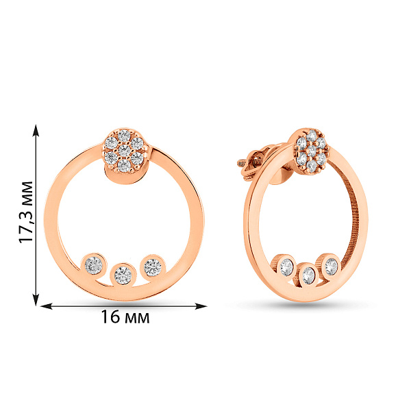 Золотые серьги с россыпью из фианитов (арт. 109587) – изображение 2