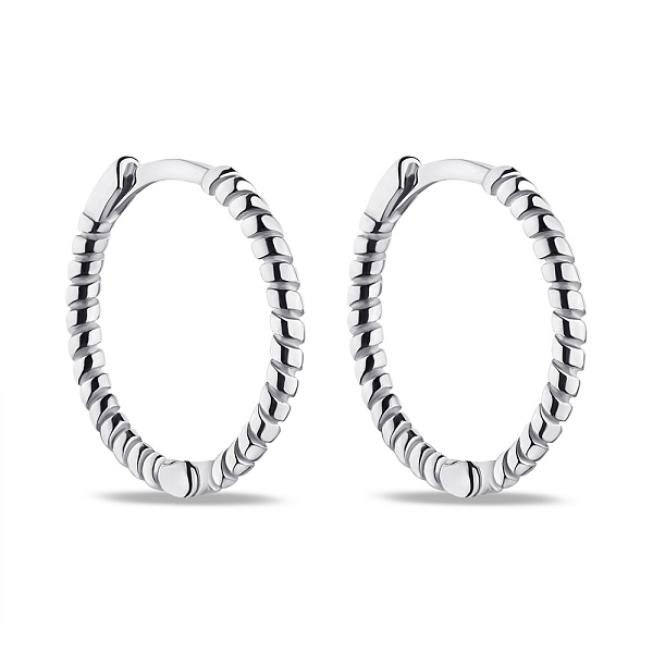 Серебряные серьги-кольца без камней (арт. 7502/9054/15) – изображение 1