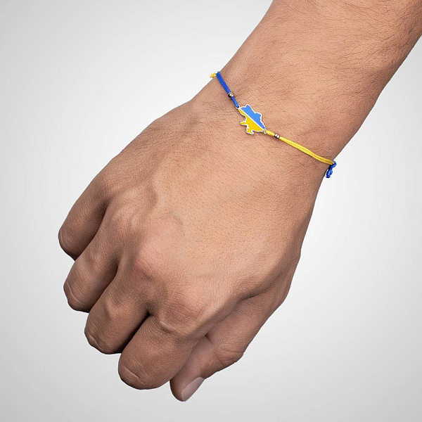 Браслет на нитці з золотою вставкою в синьому і жовтому кольорах (арт. 340026сжесж) – зображення 4