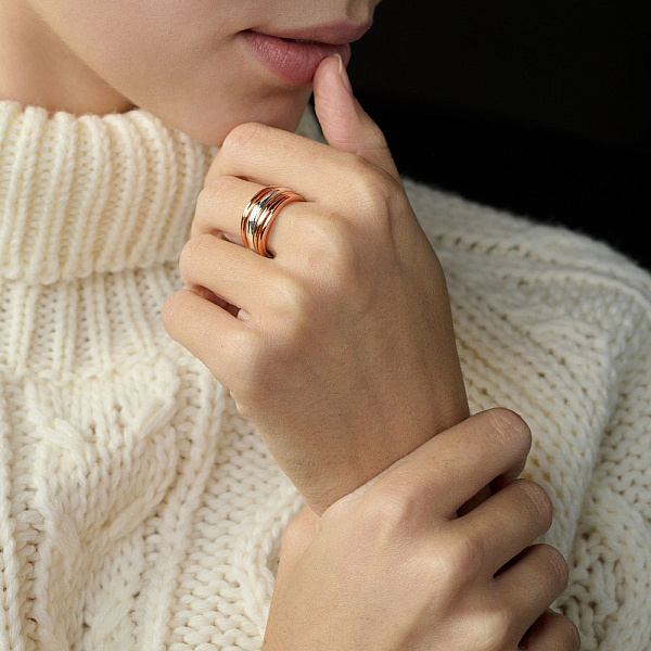 Кольцо Синергия из красного золота (арт. 140664) – изображение 2