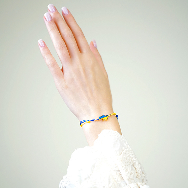 Браслет на нитці з золотою вставкою в синьому і жовтому кольорах (арт. 340026сжесж) – зображення 6