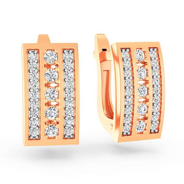 Серьги из красного золота с фианитами (арт. 110984) – изображение 1