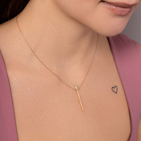 Золотое колье "Спичка" с фианитами (арт. 351408) – изображение 3