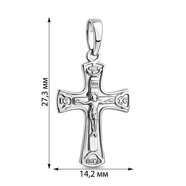 Крестик из белого золота с фианитом (арт. 501088б) – изображение 2