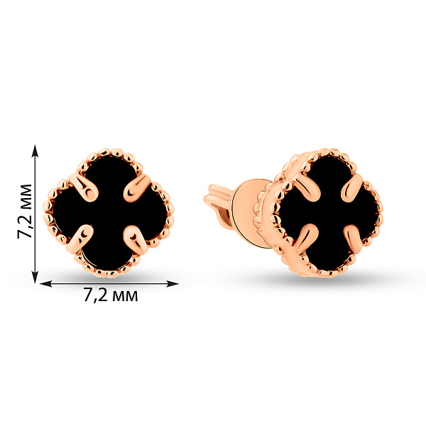 Золоті сережки Конюшина з оніксом (арт. 1091005/7о) – зображення 3