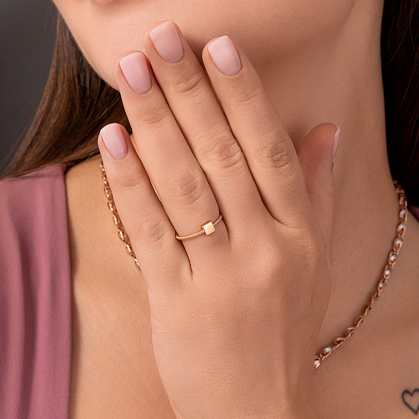 Тонкое кольцо из красного золота (арт. 140016) – изображение 2