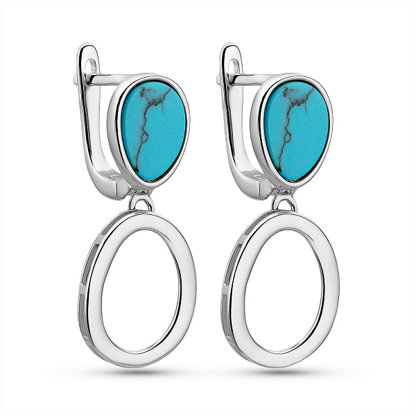 Срібні сережки з бірюзою (арт. 7502/2184881Б) – зображення 1