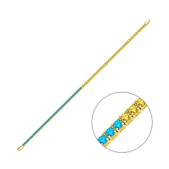 Тенісний браслет з жовтого золота з фіанітами (арт. 340038жгж)