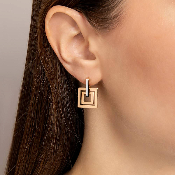 Золотые сережки в комбинированном цвете металла (арт. 105829кб) – изображение 2