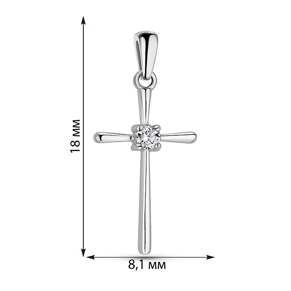 Крестик из белого золота с бриллиантом (арт. 3101446202) – изображение 2