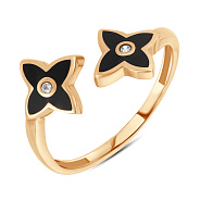 Золотое кольцо с цветами и эмалью (арт. 154450еч)