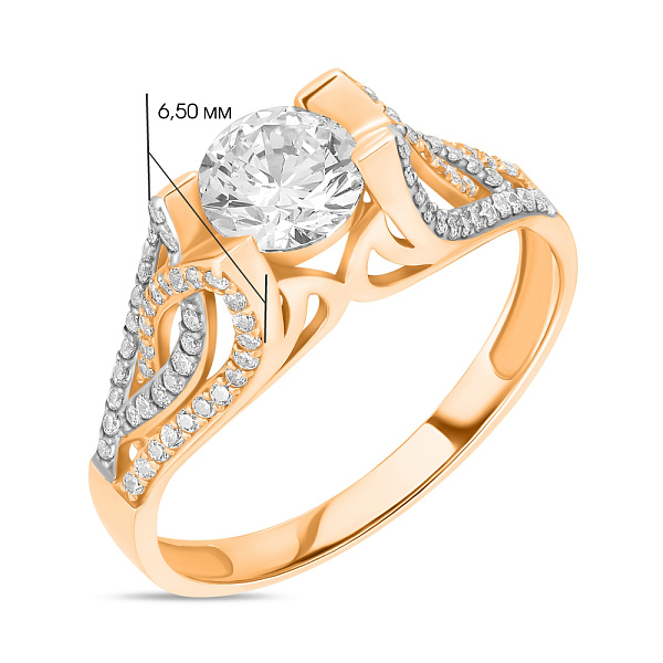 Каблучка з червоного золота з фіанітами (арт. 152468) – зображення 2