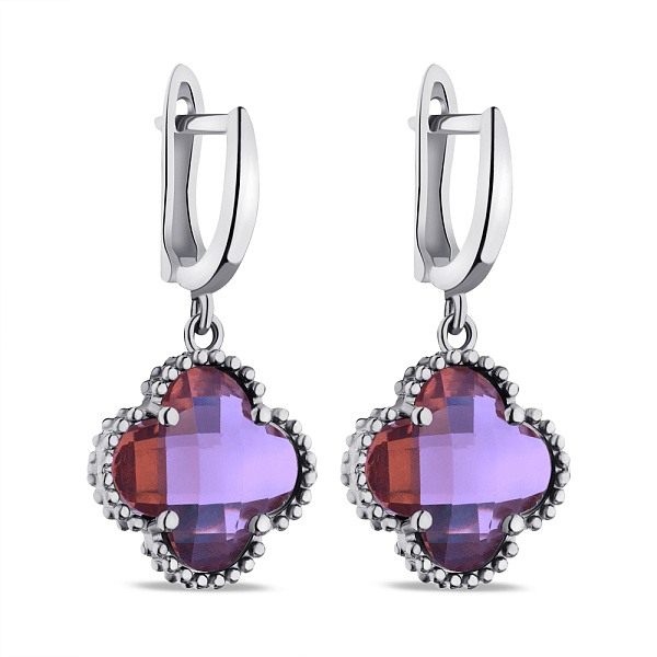 Серьги-подвески из серебра с альпинитами (арт. 7502/9250/15аф) – изображение 1
