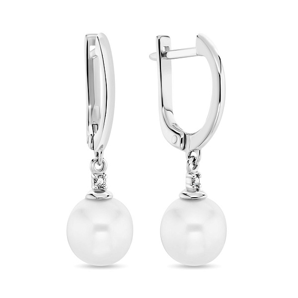 Золоті сережки з перлами і діамантами (арт. 2104966202) – зображення 1