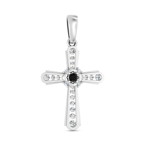 Хрестик з білого золота з діамантами (арт. П011470020бч) – зображення 1
