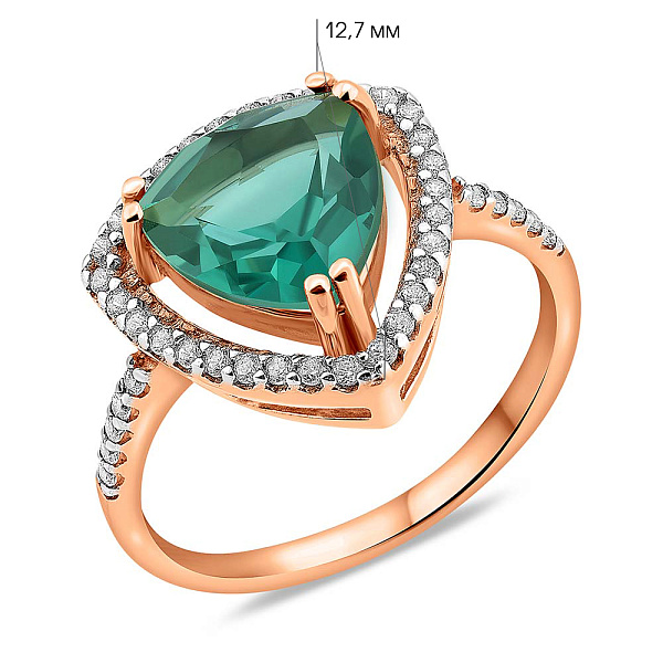 Золотое кольцо с кварцем и фианитами (арт. 140637Пз) – изображение 4