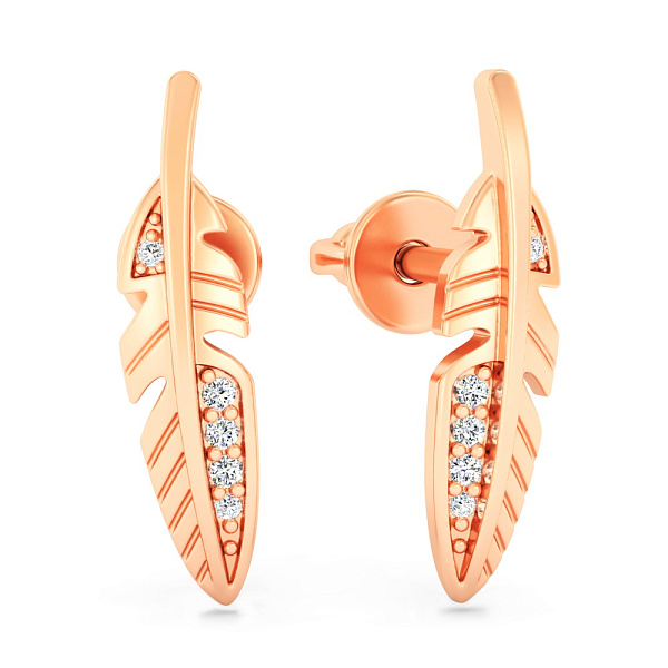 Золотые серьги-пусеты Перо (арт. 110638) – изображение 1