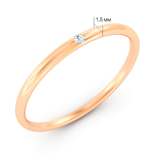 Каблучка з червоного золота з діамантом (арт. К011708) – зображення 2