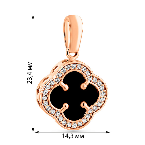 Золотий підвіс з оніксом і фіанітами (арт. 424802/15о) – зображення 2