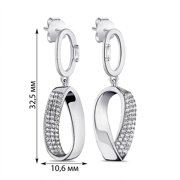 Серебряные серьги-пусеты с подвеской (арт. 7518/6677) – изображение 4