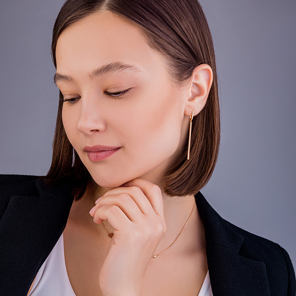 Серьги-подвески из красного золота (арт. 1101017) – изображение 2