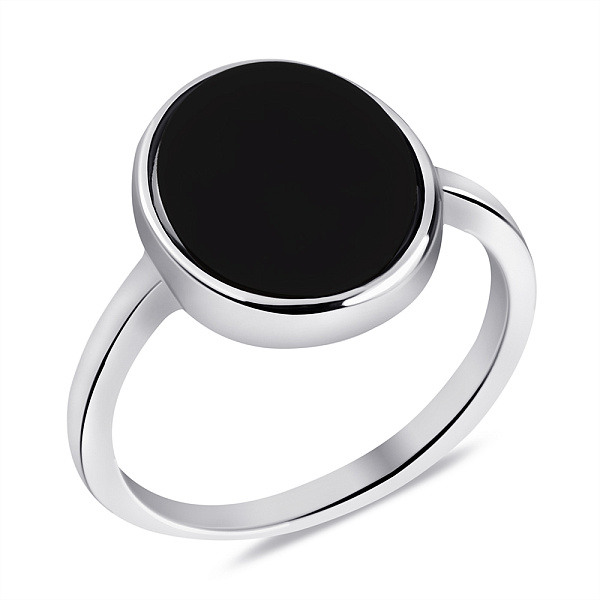 Серебряное кольцо с ониксом (арт. 7501/6796о) – изображение 1