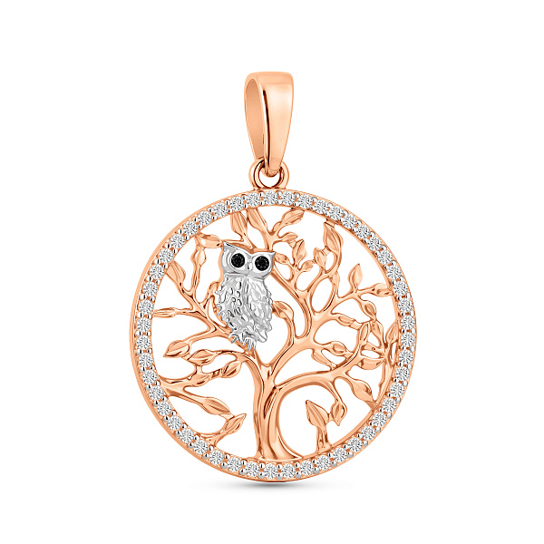 Золотая подвеска Сова с фианитами (арт. 440973) – изображение 1