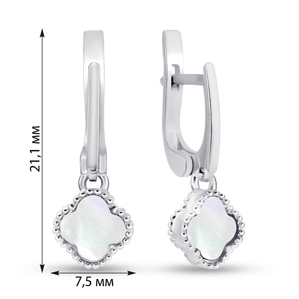 Срібні сережки з перламутром (арт. 7502/634/6псп) – зображення 2