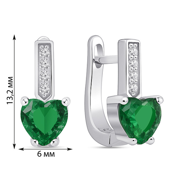 Срібні сережки Серце з альпінітами і фіанітами (арт. 7502/9940аз) – зображення 2