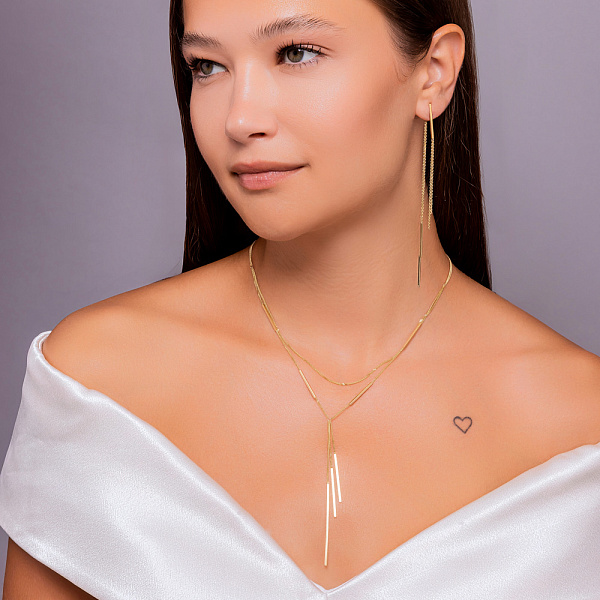 Довгі сережки з жовтого золота (арт. 1092062ж) – зображення 3