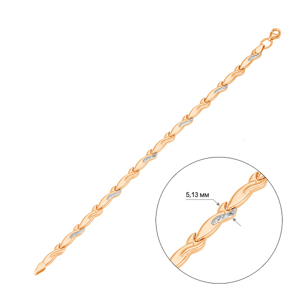 Золотий жіночий браслет в червоному кольорі металу (арт. 327079р) – зображення 2