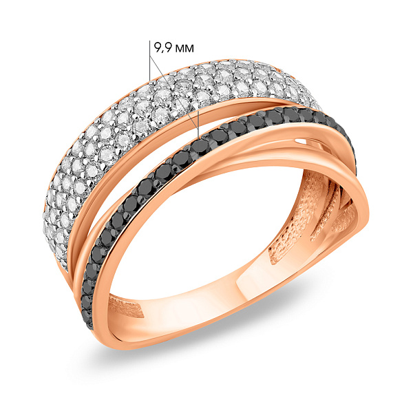 Золотое кольцо Синергия с фианитами (арт. 140428ч) – изображение 5