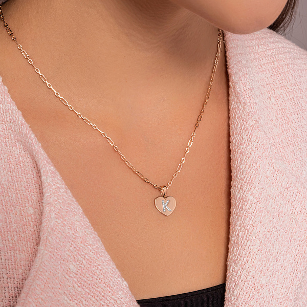 Золотая подвеска Буква К с фианитами (арт. 440985) – изображение 3