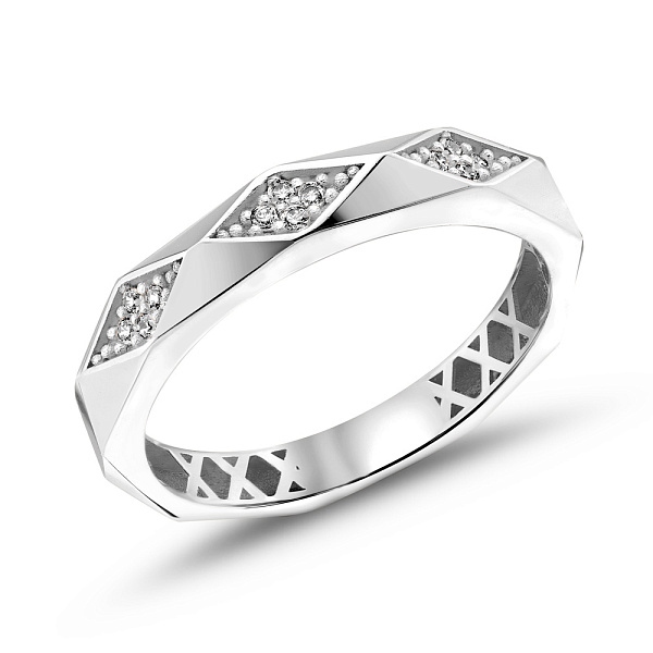 Кольцо из белого золота с фианитами (арт. 156367б) – изображение 1