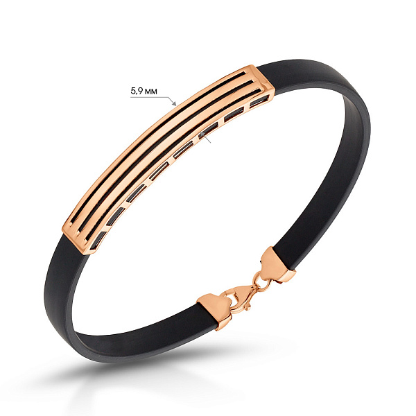 Каучуковий браслет зі вставками з червоного золота (арт. 326894) – зображення 2
