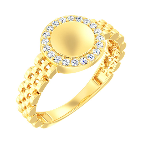 Каблучка з жовтого золота з фіанітами (арт. 140907ж) – зображення 1