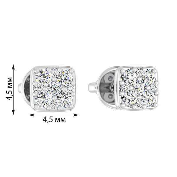 Серьги квадратной формы из белого золота  с бриллиантами (арт. Т011269020б) – изображение 2