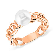 Широкое золотое кольцо "Звенья" с жемчугом (арт. 155379прлб)