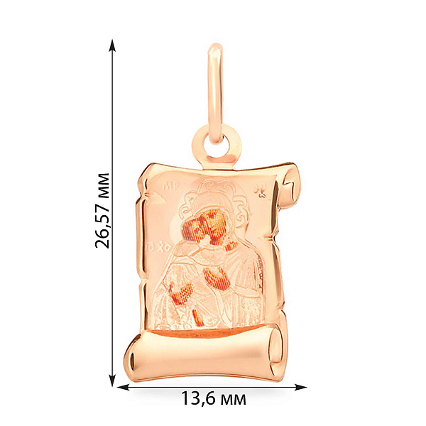 Золотая ладанка иконка Божья Матерь Владимирская (арт. 422382В) – изображение 2