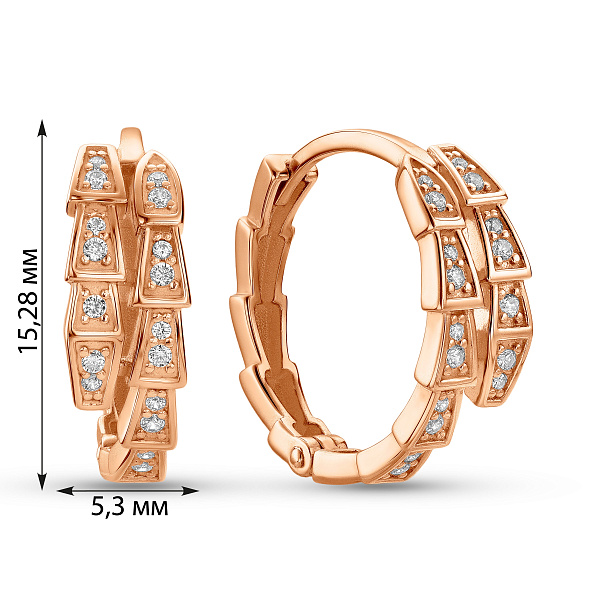 Сережки Змія з червоного золота (арт. 111383) – зображення 2