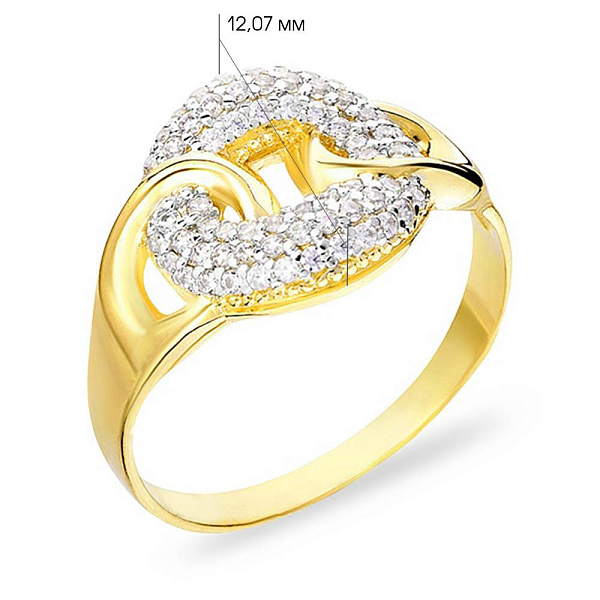 Кольцо "Звенья" из желтого золота с фианитами  (арт. 140576ж) – изображение 2