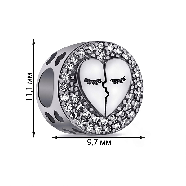 Серебряный шарм с эмалью и фианитами (арт. 7903/4238ек) – изображение 2