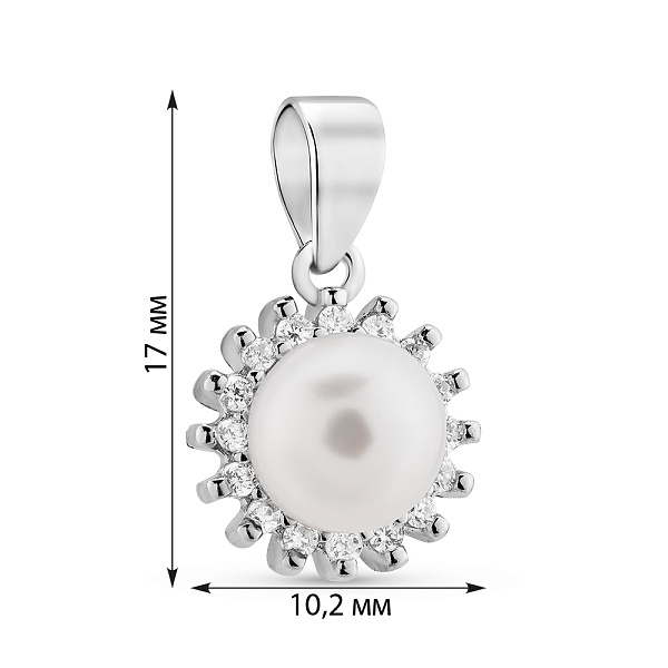 Срібний підвіс з перлиною і фіанітами (арт. 7503/4420жб) – зображення 2