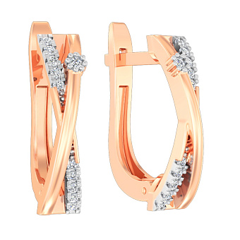 Сережки Синергия из красного золота с фианитами (арт. 111094)