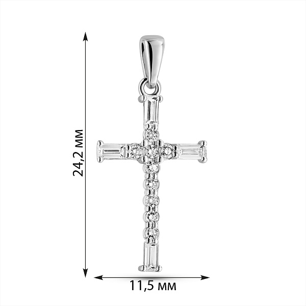 Хрестик з білого золота з діамантами (арт. П011803030б) – зображення 3