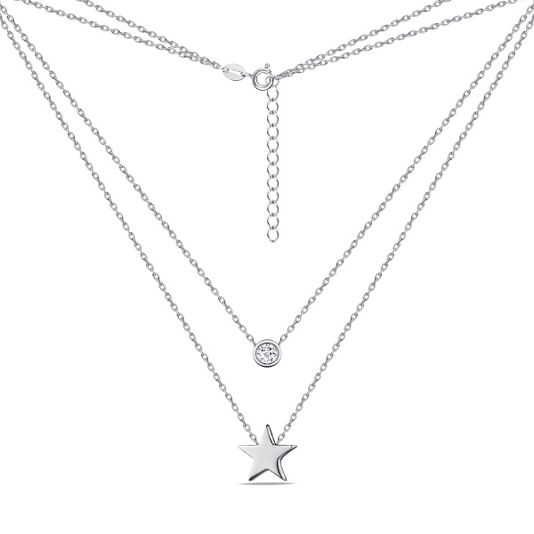 Серебряное колье "Звезда" с фианитом (арт. 7507/1275) – изображение 2