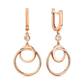 Фото Золотые серьги-подвески с фианитами (арт. 1092116)