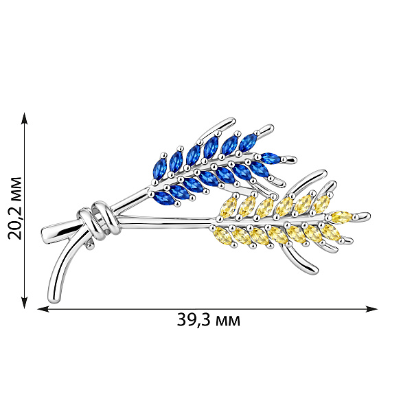 Серебряная патриотическая брошь Колоски (арт. 7505/239асж) – изображение 2
