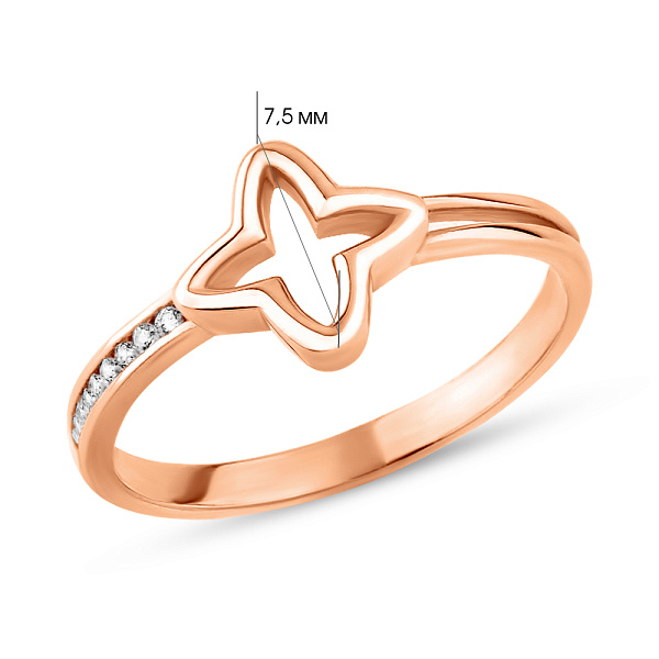 Золотое кольцо Цветок с фианитом (арт. 155905) – изображение 3