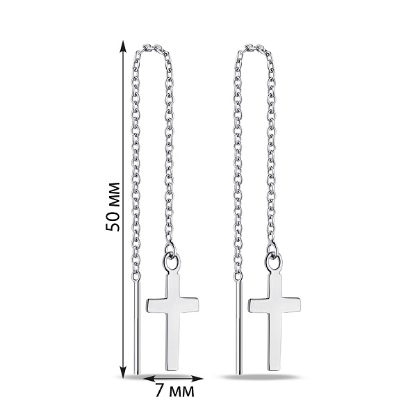 Срібні сережки-протяжки Хрестики (арт. 7502/9641) – зображення 2